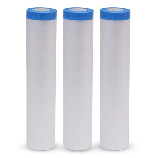 VECOPE 3-Piece Set,Pre- Masking Film Protection Covering Cloth Tape | for Automotive Covering Painting Paint Masking (8-Feet X 65-Feet)
