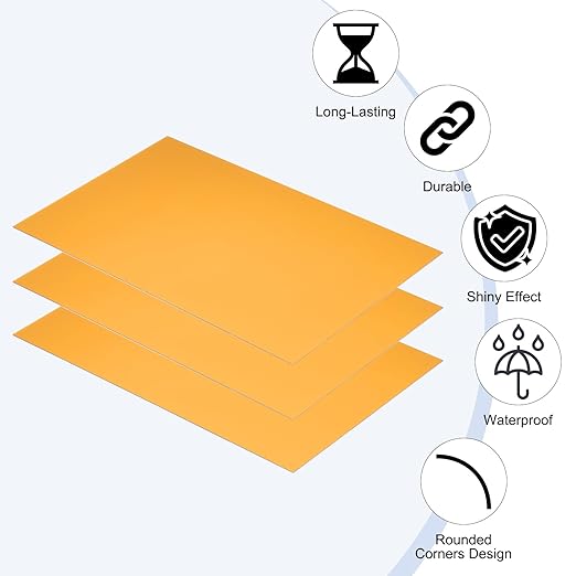 PATIKIL 5x8 Inch Anodized Aluminum Sheet Metal, 10Pcs Laser Plates Engraving Blanks 0.5MM Thin Rectangle for Crafting DIY House Laser Engraving, Yellow