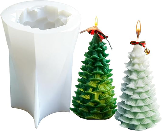 Christmas Tree Candle Molds, Resin Christmas Silicone Molds for Candles, Moldes para Velas De Navidad, Wax Candle Making Molds for DIY Chocolate, Soap