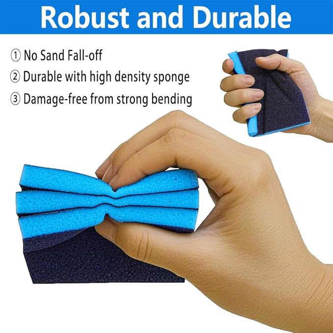 16 Pack 80 Grits Sanding Sponge, Coarse Sanding Block, Washable and Reusable Wet Dry Sandpaper Block Sandpaper Sponge for Wood Metal FurniturePaint and Drywall