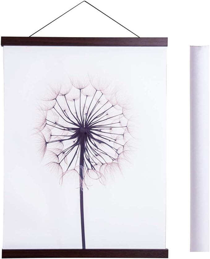 Artmag Magnetic Poster Hanger Frame, 22x34 22x28 22x30 Light Wood Wooden Magnet Canvas Artwork Print Poster Hangers Frames Hanging Kit (Walnut, 22")