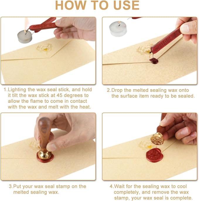 Yoption 5 Pcs Metallic Light Gold Sealing Wax Sticks with Wicks for Wax Seal Stamp, Wedding Invitations, Gift Wrapping, Christmas