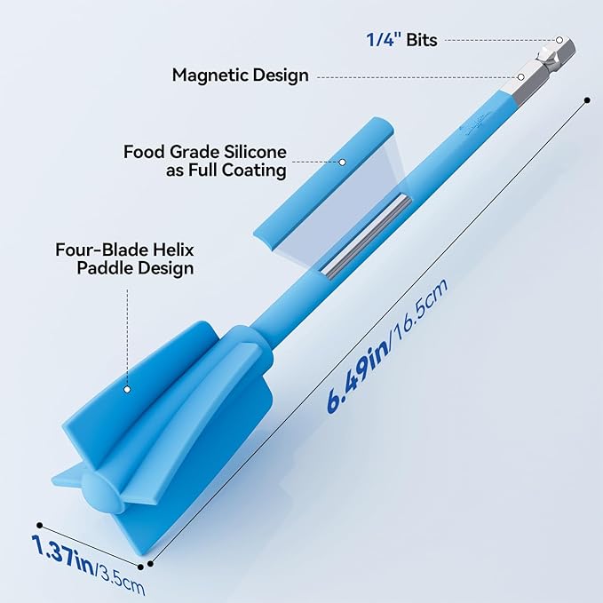 Suzzam Silicone Resin Mixer Paddles, 4 pcs Epoxy Mixer for Drill - Paint Stirrer for Drill, Easy to Clean & Reusable, 1/4" Drill Epoxy Mixer Attachment