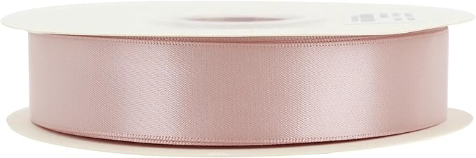 HUIHUANG Rose Gold Satin Ribbon 1 inch x 50 Yards Double-Faced Polyester Ribbon for Gift Wrapping, Wedding Invitations, Hair, Bows Making, Floral Arrangement,Holiday Decor