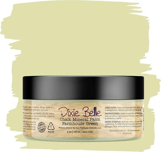Dixie Belle Paint Company Chalk Finish Furniture Paint - Farmhouse Green (4oz) - Matte Spring Green Chic Chalk Mineral DIY Furniture Paint