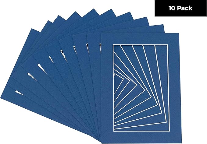 5.5x8.5 Mat for 8.5x11 Frame - Precut Mat Board Acid-Free Royal Blue 5.5x8.5 Photo Matte For a 8.5x11 Picture Frame, Matboard for Family Photos, Show Kits, Art, Picture Framing, Pack of 10 Mats