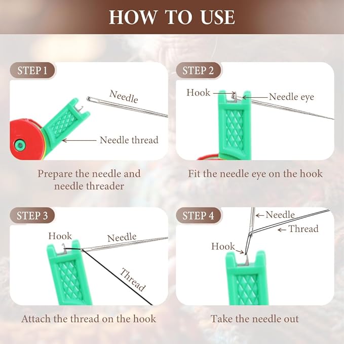 Automatic Needle Threader,2024 New Plastic Needle Threaders,Used to Quickly Thread The Thread Into The Needle Hole, Suitable for The Elderly and Those Who Like to Do Needlework(Random Color) (3 PCS)