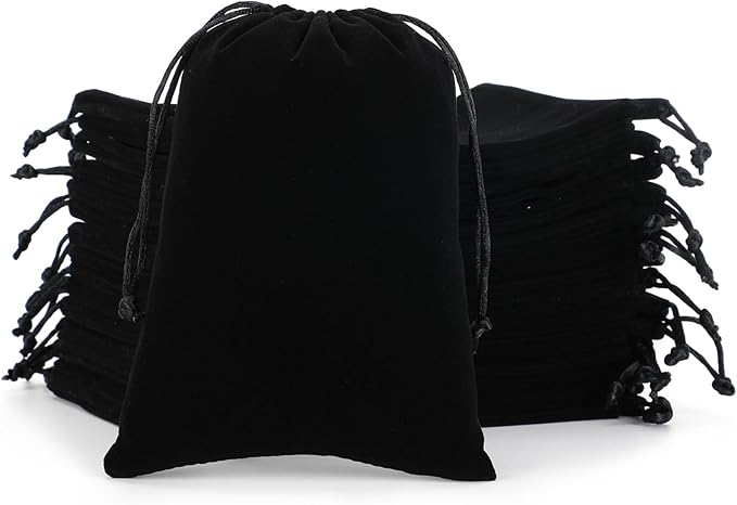 Velvet Drawstring Jewelry Bag, 50Pcs Black Dice Bag, 5x7 Tarot Card Pouch, Or Wrapping Halloween Party Favors, Mojo, Small Bussiness, Jewelry, Rings, For Church