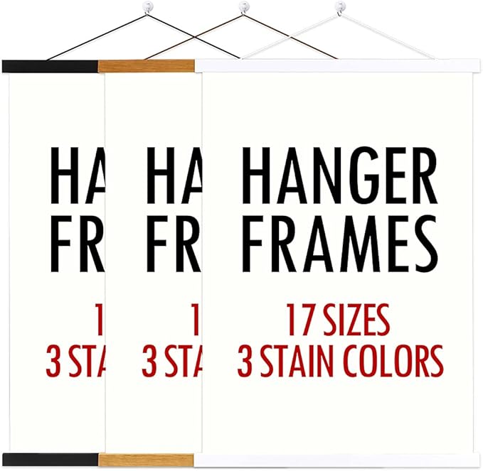 Ywlake Magnetic Poster Hanger, 11x17 11x14 11x22 Poster Frame Wood Wooden Magnet Print Posters Dowel Scroll Hanger Hangers Hanging Kit for Walls Map Canvas Artwork (White, 11")