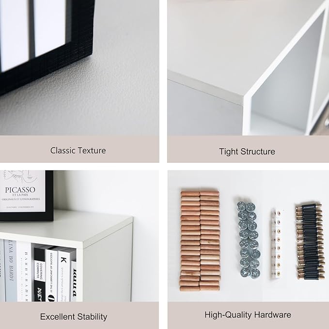Wooden 9 Cube Storage Organizer with Closed Back Panel,White Cube Shelf Heavy Duty Cubby Storage Organizer with Compartments for Living,Display Shelf,Bookshelf
