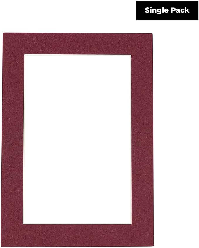 8x10 Mat Bevel Cut for 5.5x8.5 Photos - Acid Free Maroon Red Precut Matboard - For Pictures, Photos, Framing - 4-ply Thickness