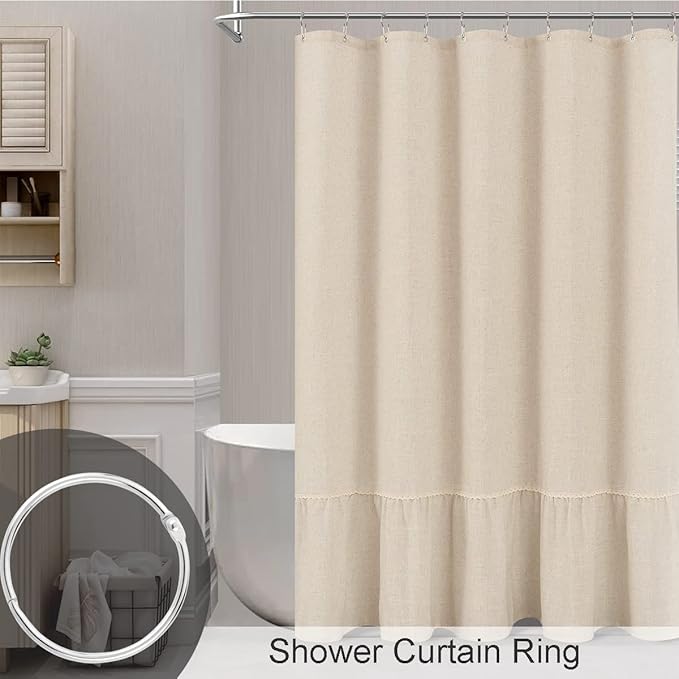 CooBigo 50 Pack Shower Curtain Rings Rust Proof Curtain Hook for Bathroom Shower Rod, Metal Ring for Shower Curtain - 2Inch, Silver