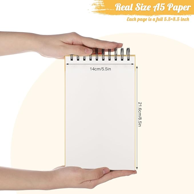 A5 Sketchbook, 2 Pack Mixed Media Sketchbook 120 Sheets Total, 98lb/160g/m² Heavy Weight Spiral Artist Sketchbook for Sketching, Crayons, Acrylics, Crafts, Ideal Gift