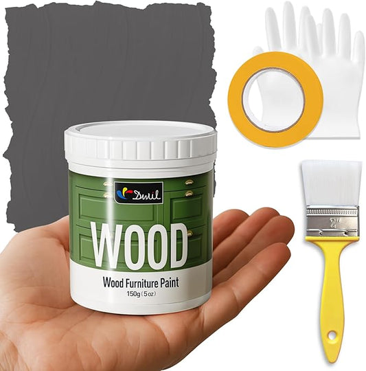 DWIL Matte Finish Furniture Paint - 5 Oz Wood Paint for Cabinets, Doors, Tables, and Dressers Refinishing - Water-Based, Non-Toxic & Odorless, Easy to Apply(Anthracite Gray)-Trial Pack