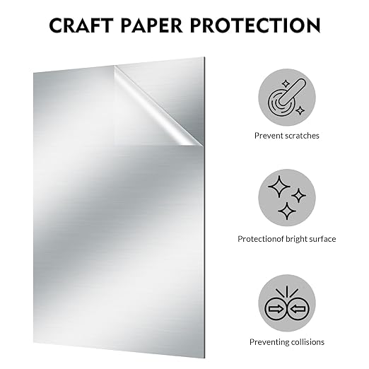 Laser Engraving Blank Silver ABS Double Color Plastic Sheet, 11.8x6.49x0.05 inch Materials Double Color Plastic Sheet for Interior Signs, Badges, DIY Carving Pack of 12 (Silver)