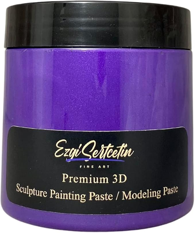 3D Sculpture Painting Paste|Texture Paste|Decorative Plaster|Ready to Use|Unique Colors|Ideal for Artwork|Stencil|Flowers|Texture|Art Relief|New Formula| 6 oz (Metallic Purple)