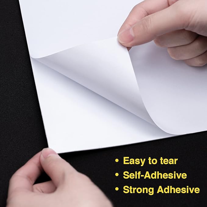 MEARCOOH Self Adhesive Foam Sheets, White 9x12 Inch 2mm Sticky Eva Foam Paper for Crafts Cardmaking Photo Frames Classroom Scrapbooking Christmas Crafts (White 10 Sheets)