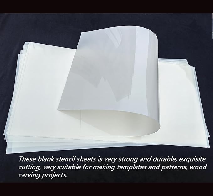 Translucent Blank Mylar Stencil Sheet for Cutting,8 Pack 12" x 24" 10mil/0.25mm Thick .Cutting Machines. Gift, Acetate Template Material,Craft Plastic Sheets