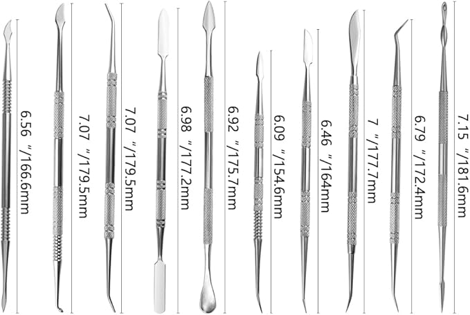 TOVOT 10PCS Stainless Steel Clay Sculpting Tools Metal Sculpting Tools Double-Side Clay Modeling Tools Wax Carving Tools (Silver)