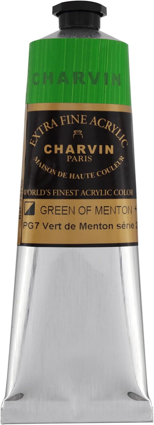 Charvin Extra Fine Professional Artist Acrylic Paint Colors, Nature Themed Hues, 150ml Green of Menton