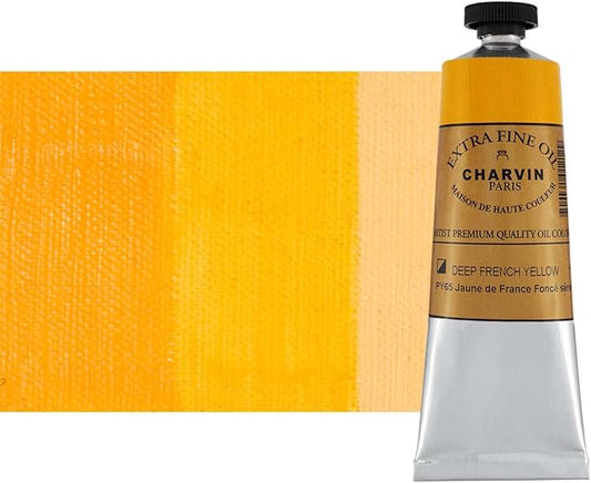 Charvin Extra Fine Oil Paint, French Yellow Deep 60 ml - Triple-Milled, Rich Texture, Poppy Oil-Based, Light-Fast, Handmade, Archival Quality