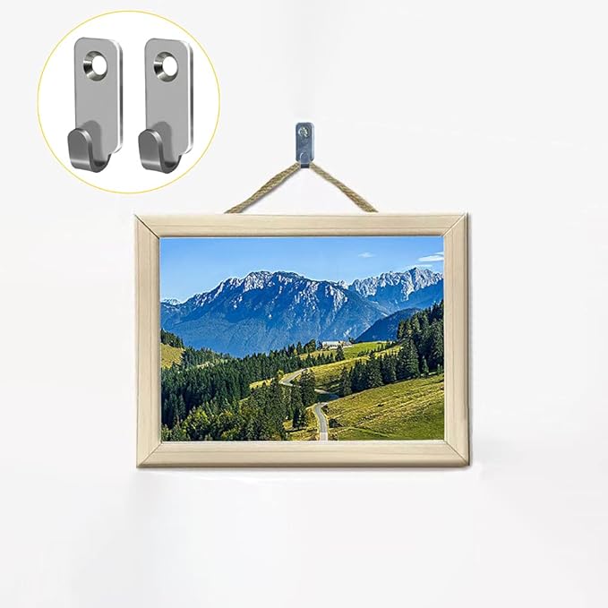 20pcs Heavy Duty Hanger 304 Stainless Steel Wall Mounted Mini J Hook for Mirror Picture Frames Hanging Wire/D Rings/Keyhole Hangers