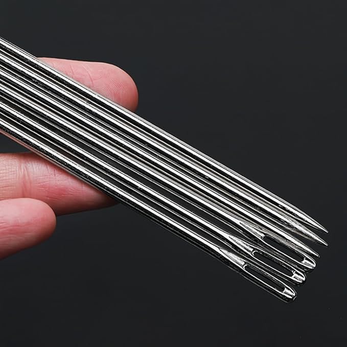 6" Professional Upholstery Needle 15cm length 3mm thickness, Big Eye Hand Sewing Needles for Stitching and Crafting Projects