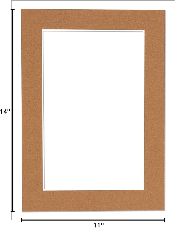 Pack of 25 Acid Free 11x14 Mats Bevel Cut for 8.5x11 Photos - Aged Oak Brown Precut Matboards For Pictures, Photos, Framing - 4-ply Thickness