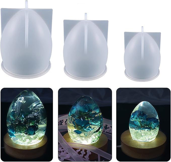 3 Pack Silicone Egg Cake & Candle Molds - Lava Dragon Egg Shapes - Clay & Resin Making Molds - Craft Supplies
