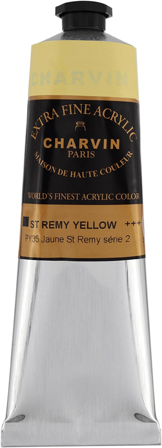 Charvin Extra Fine Professional Acrylic Paint - Saint Remy Yellow, 150ml Tube, Triple-Milled, Lightfast Pigments, Open Stock Artist Acrylic Paints in Nature-Inspired Hues