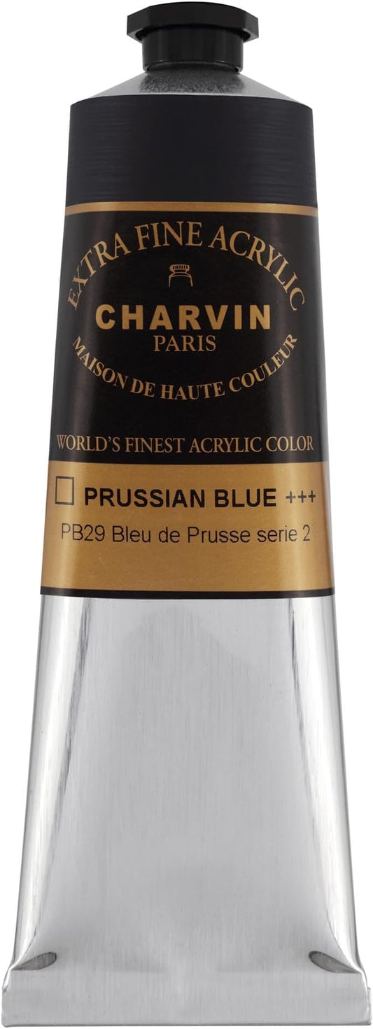Charvin Extra Fine Professional Acrylic Paint - Prussian Blue, 150ml Tube, Triple-Milled, Lightfast Pigments, Open Stock Artist Acrylic Paints in Nature-Inspired Hues