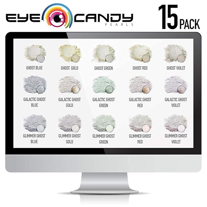 Eye Candy Premium Mica Powder Pigment “Glimmer White” (25g) Multipurpose DIY Arts and Crafts Additive | Woodworking, Bath Bombs, Resin, Epoxy, Soap, Nail Polish (Glimmer Ghost White, 25G)