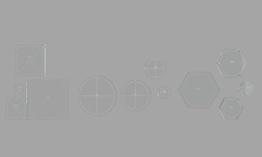 Hexagon, Circle, and Square Acrylic Quilting Templates - 12 Pieces with 4", 3", 2", 1" Sizes - 1/4" Seam Allowance - Durable Clear Acrylic for Quilting, Patchwork, Sewing, & DIY Projects