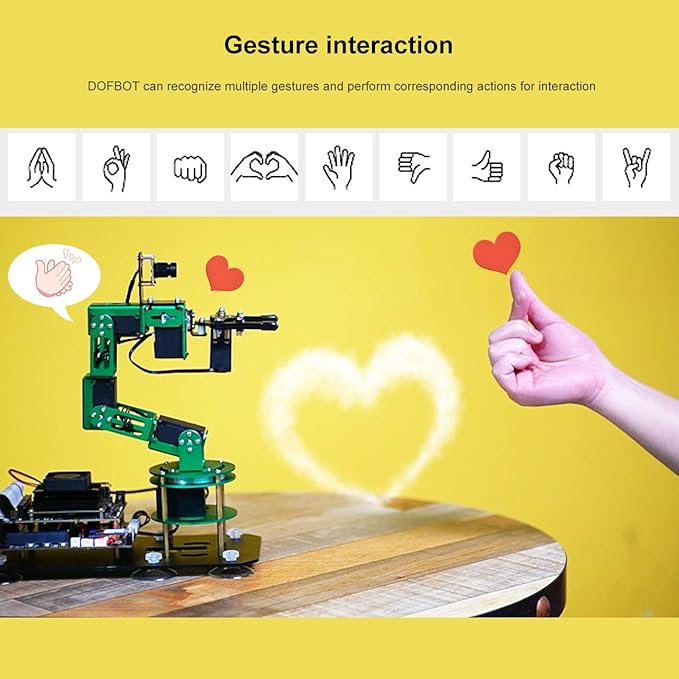 Yahboom Robot Arm Kit 6DOF for Jetson Nano 4GB AI Programmable Electronic DIY Robot Hand Building with Camera for Adults ROS (Nano-DOFBOT Without Nano)