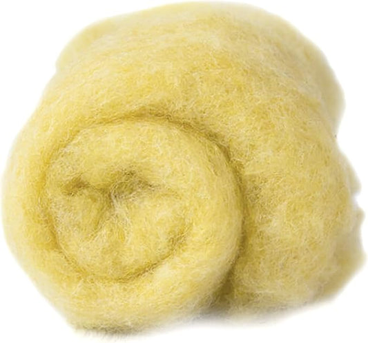 Desert Breeze Distributing Maori Wool Carded Batting, 100% Natural New Zealand Wool Made by DHG in Italy for Needle Felting, 3.5 OZ, 27 Micron, Color Corn Yellow