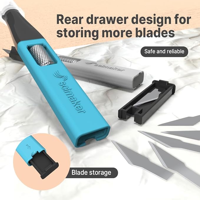 3 PCS Exacto Knife,Hidden Blade Design at The End,Comes with 5 Spare High Qualiry Carbon Steel Exacto Knife Blades. Craft Knife for Crafting, Arts,Modeling,Scrapbooking,Stencil,DIY Projects.Grey