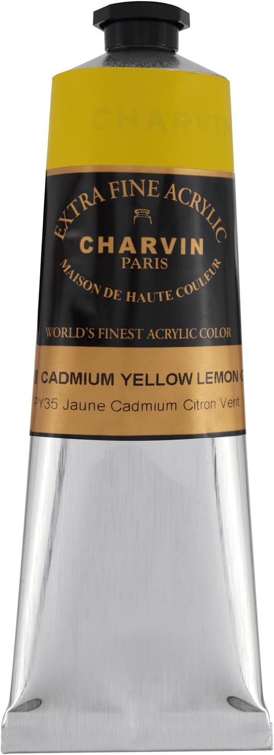 Charvin Extra Fine Professional Artist Acrylic Paint Colors, Nature Themed Hues, 150ml Cadmium Lemon Yellow Genuine
