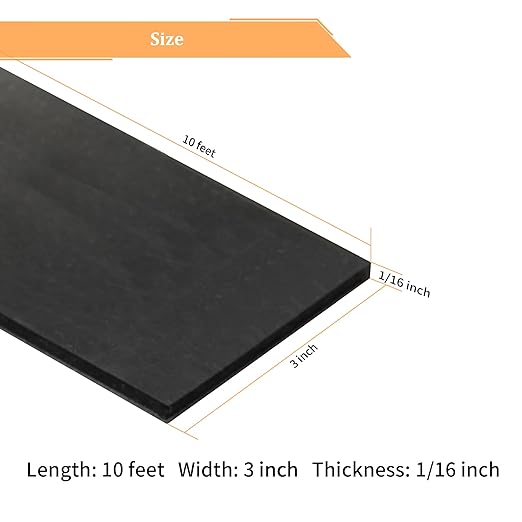 DOBTIM Solid Neoprene Rubber Strips with Adhesive Backing 1/16 (.062)" Thick x 3" Wide x 10' Long, Self Adhesive Rubber Sheets, Rolls & Strips for DIY Gaskets Crafts Pads Seals Warehouse Flooring