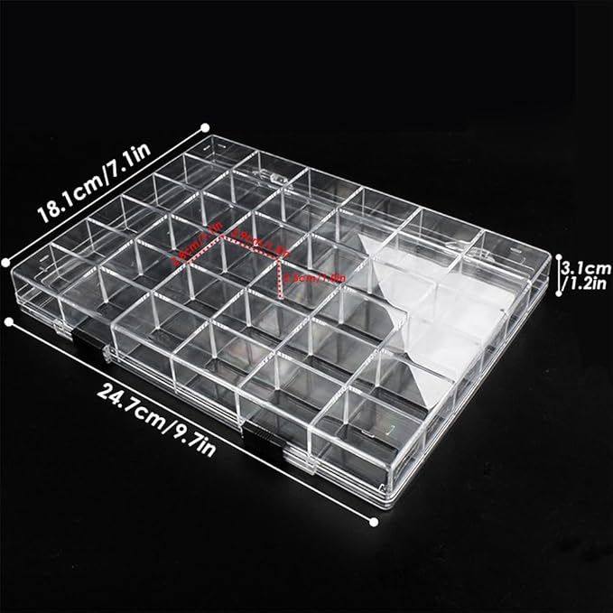 36 Grids Clear Plastic Organizer Box, Craft Storage Container for Beads Organizer, Art DIY, Crafts Jewelry Storage, Fishing Tackles, Rock Collection, 2 Pack