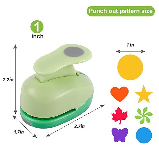 UCEC Paper Punches for Crafting, 1 Inch Craft Puncher, 6 Pcs Hole Punch Shapes Cutters for Paper Craft Heart, Circle, Star, Butterfly, Maple Leaf, Flower Punch Sets for DIY Projects Scrapbook