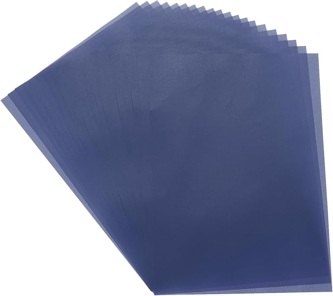 MECCANIXITY Colored Vellum Paper, 20 Sheet Deep Blue Transparency 11.7 x 8.2 Printable Vellum Paper, Translucent Vellum Sheets for Printing Wedding Invitations, Ink Jet Laser Printer