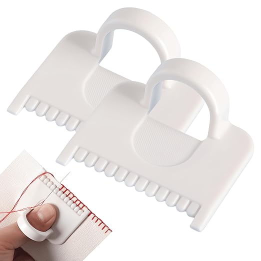 2 PCS Square 3mm Edge Lock Seam Guide, Mini Sewing Finger Ruler for Hand Sewing, DIY Sewing Kit Tool, Sewing Needle Gauge Measuring Guide, Square White