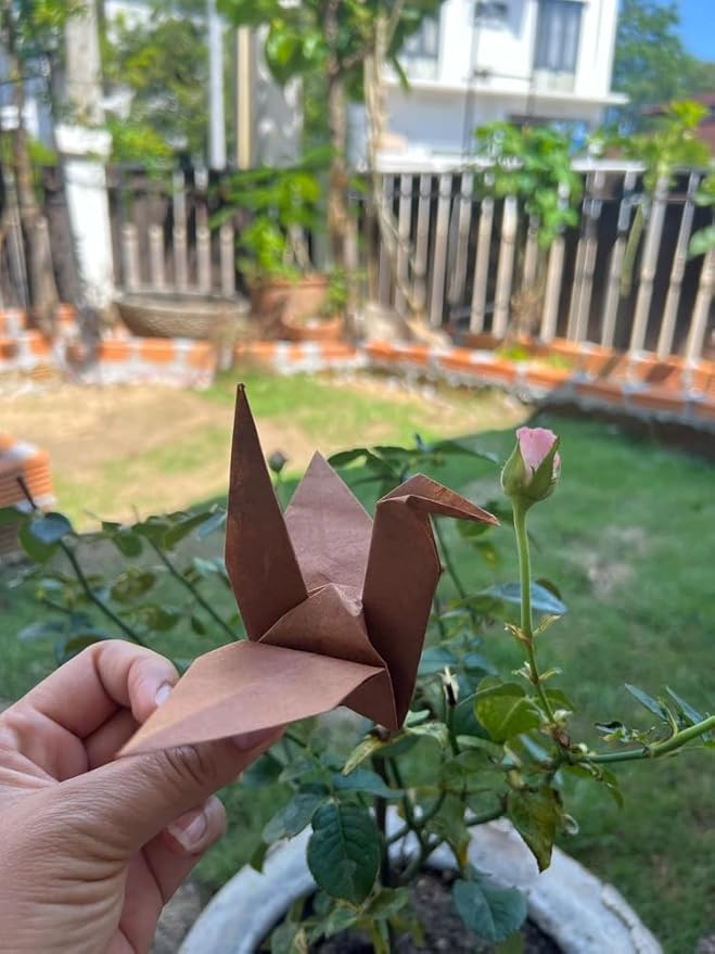 Natural Fiber Mulberry Tree,Banan Bark 6 x 6 Inches Square Origami Paper Arts Folding Craft, Decoration Paper,Writing Painting Square Folding Paper for DIY Crafts, 50 Sheets (Brown Tone, 6"x6")