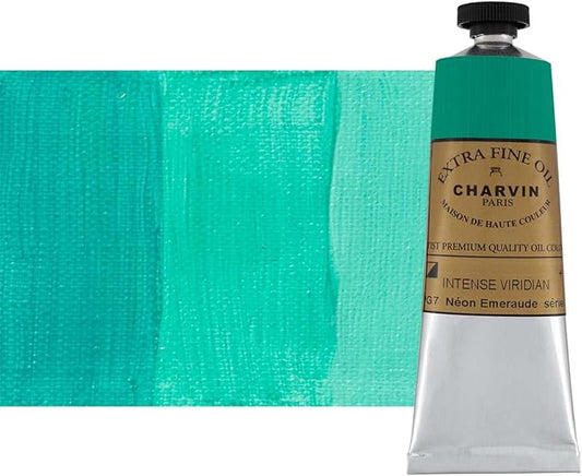 Charvin Extra Fine Oil Paint, Intense Viridian 60 mL - Triple-Milled, Rich Texture, Poppy Oil-Based, Light-Fast, Handmade, Archival Quality