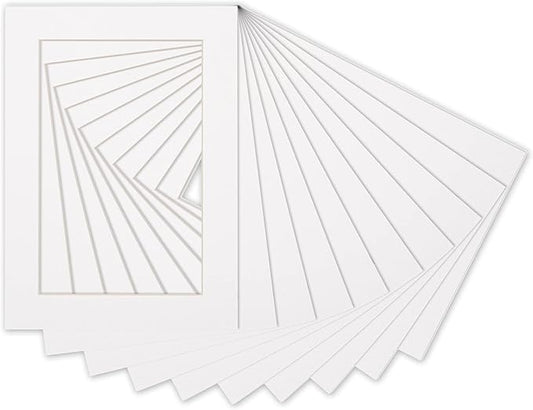 6x8 Mat for 8x10 Frame - Precut Mat Board Acid-Free White 6x8 Photo Matte Made to Fit a 8x10 Picture Frame, Premium Matboard for Family Photos, Show Kits, Art, Picture Framing, Pack of 100 Mats