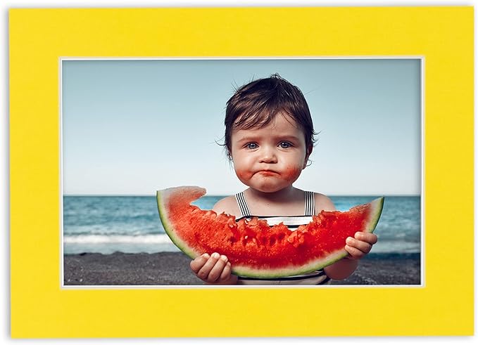 5x7 Mat for 8.5x11 Frame - Precut Mat Board Acid-Free Show Kit with Backing Board, and Clear Bags Yellow 5x7 Photo Matte Made to Fit a 8.5x11 Picture Frame Matboard for Framing, Pack of 1 Mat