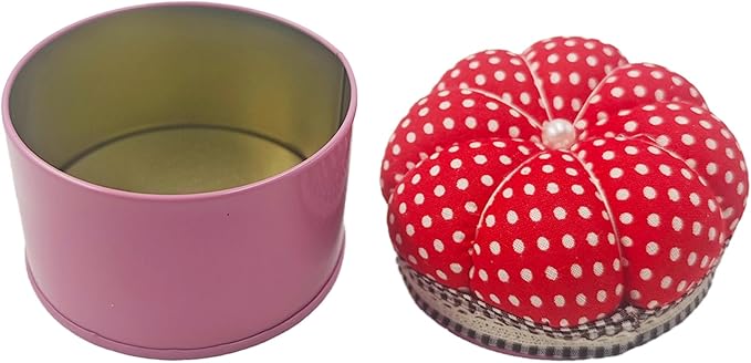 pson Pumpkin Shaped Pin Cushion with Storage Box, Cute Sewing Needle Holder for Quilting, DIY Crafts, Needlework, Sewing(Red with Spotted)