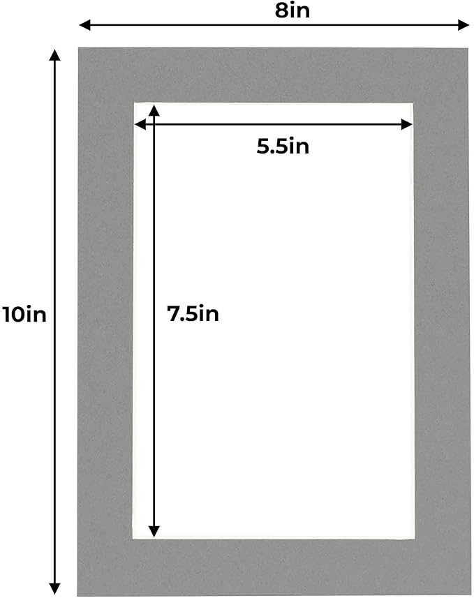 8x10 Mat for 6x8 Photo - Precut Mid Grey Picture Matboard for Frames Measuring 8 x 10 Inches - Bevel Cut Matte to Display Art Measuring 6 x 8 Inches - Acid Free ONE MAT