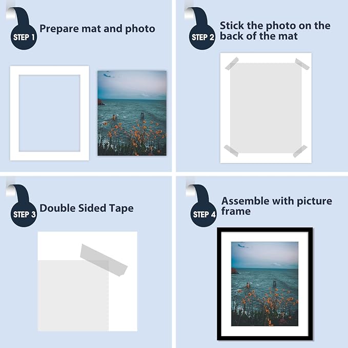 Mat Board Center, Pack of 10, 20x24 for 16x20 White Photo Picture Mats - Acid Free, 4-ply Thickness, White Core - for Pictures, Photos, Framing