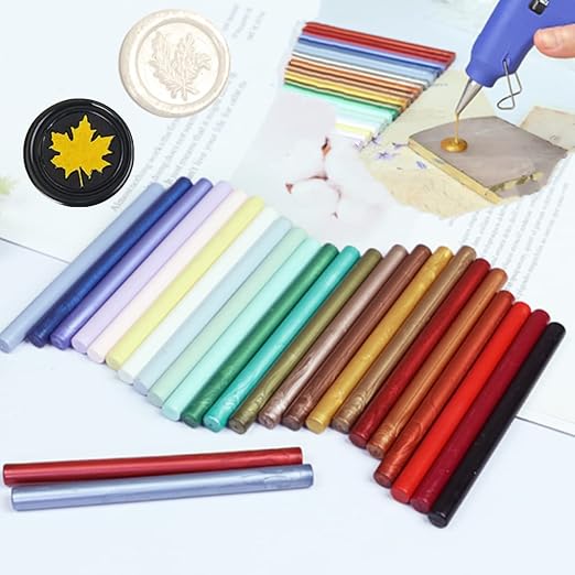 Wax Sealing Sticks, ONWINPOR 10pcs Glue Gun Wax Seal Sticks for Wax Seal Stamp, Melting Wax Seal Sticks for 0.43'' Glue Gun Wax Sealing Sticks (Champagne Gold)